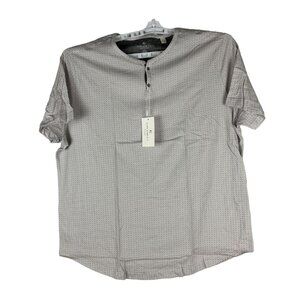 Con.Struct Mens Taupe Printed Henley Shirt XXXL  100% Cotton